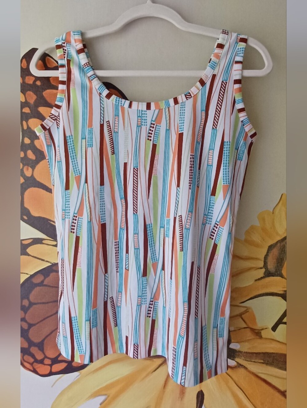70s Abstract Striped Multi-Color Tank Top